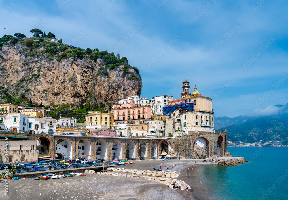View of Atrani  town at Amalfi coast, Italy.