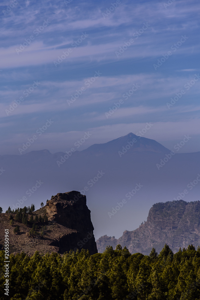 A long distance view of Teide volcano from Gran Canaria Island. A long distance view of Teide volcano from Gran Canaria Island.
