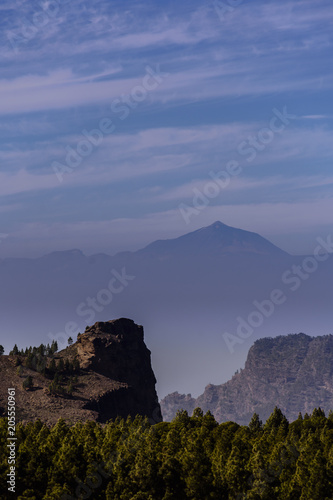 A long distance view of Teide volcano from Gran Canaria Island.
