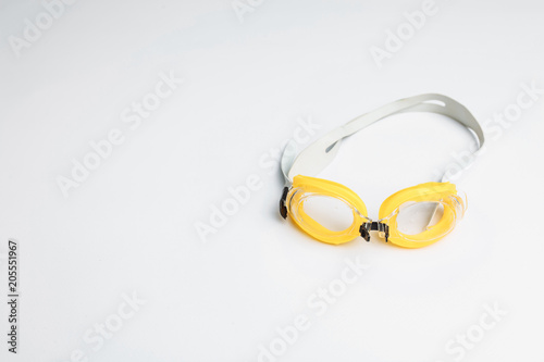 Obraz na płótnie Swimming goggles isolated on white background, for advertising, text insertion