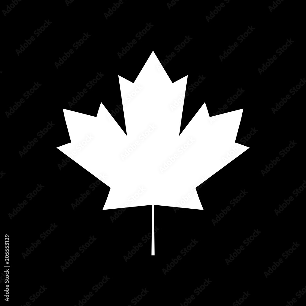 Maple Leaf icon on dark background Stock Vector
