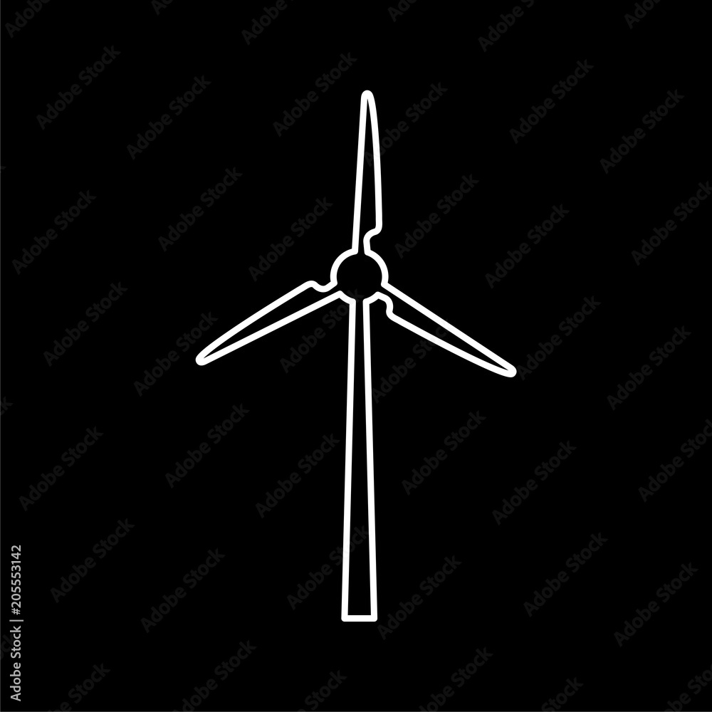 Wind turbine icon, eco concept on dark background Wind turbine icon, eco concept on dark background