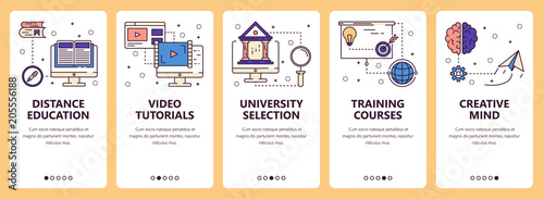 Vector line art web and mobile app template set