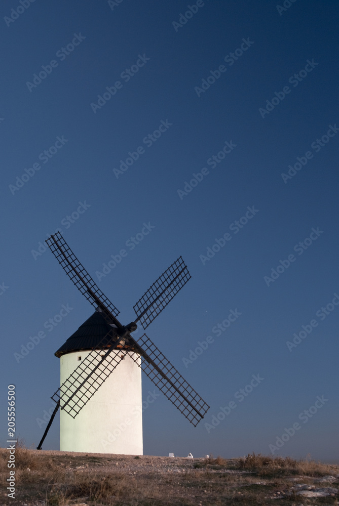 Windmills, Wind energy, Nocturnal Campo de Criptana, Ciudad Real, Spain