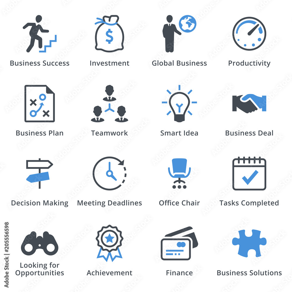 Business Icons Set 1 - Blue Series