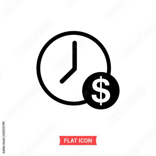 Time is money vector icon, hourly salary symbol. Flat sign illustration for web or mobile app
