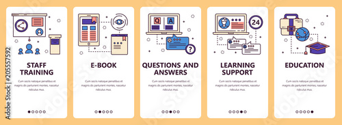 Vector line art web and mobile app template set