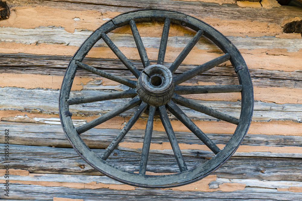 Old Wagon Wheel on Wall