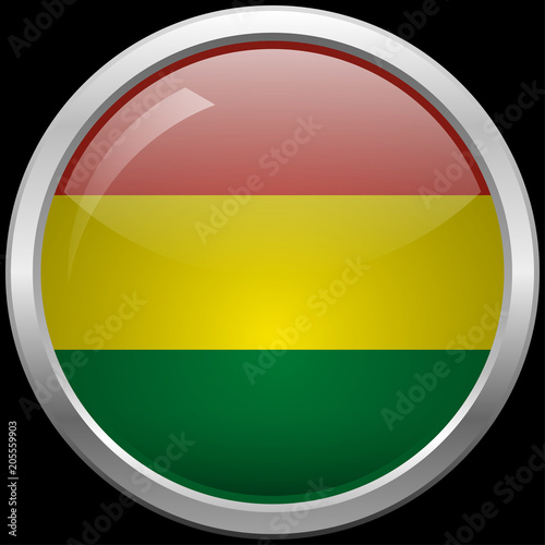 Bolivia's flag glass button vector illustration
