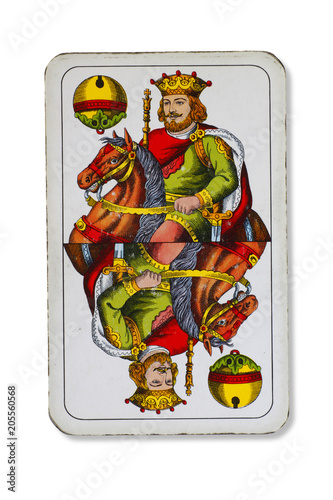 Doppeldeutsche Spielkarte _ Schelle _ König am Pferd