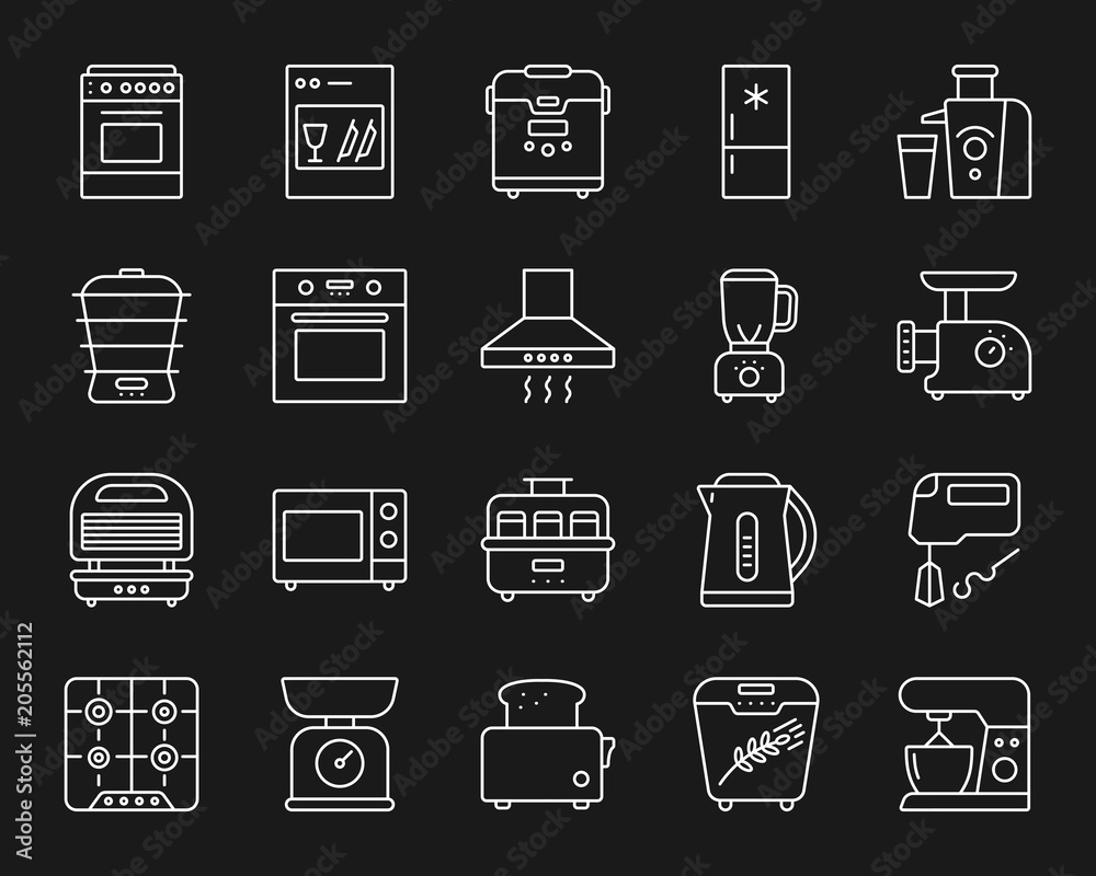 Kitchen Appliance simple line icons vector set Kitchen Appliance simple line icons vector set