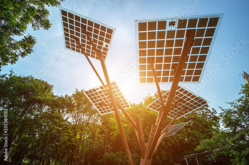 Photography Solar panel on blue sky background, Alternative energy concept,Clean energy,Green energy