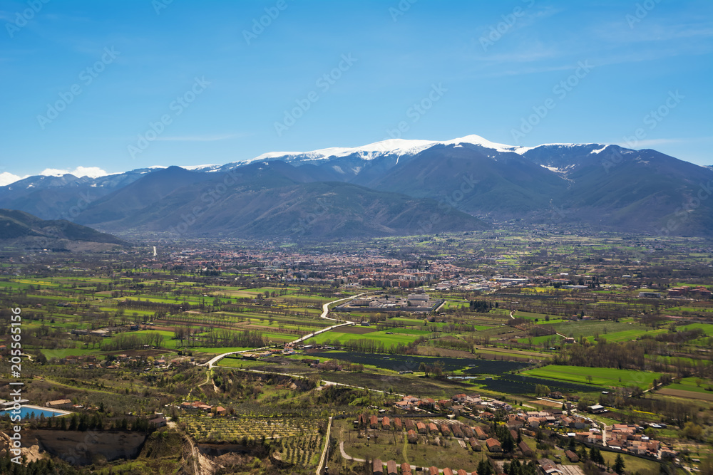 Sulmona in the Peligna Valley at the foot of the mountain