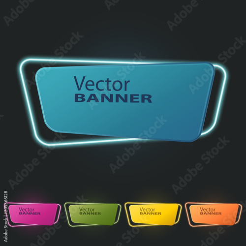 Set of neon vector banners. EPS 10