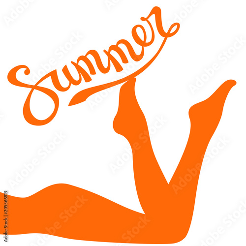 Sexy female legs on the beach flat