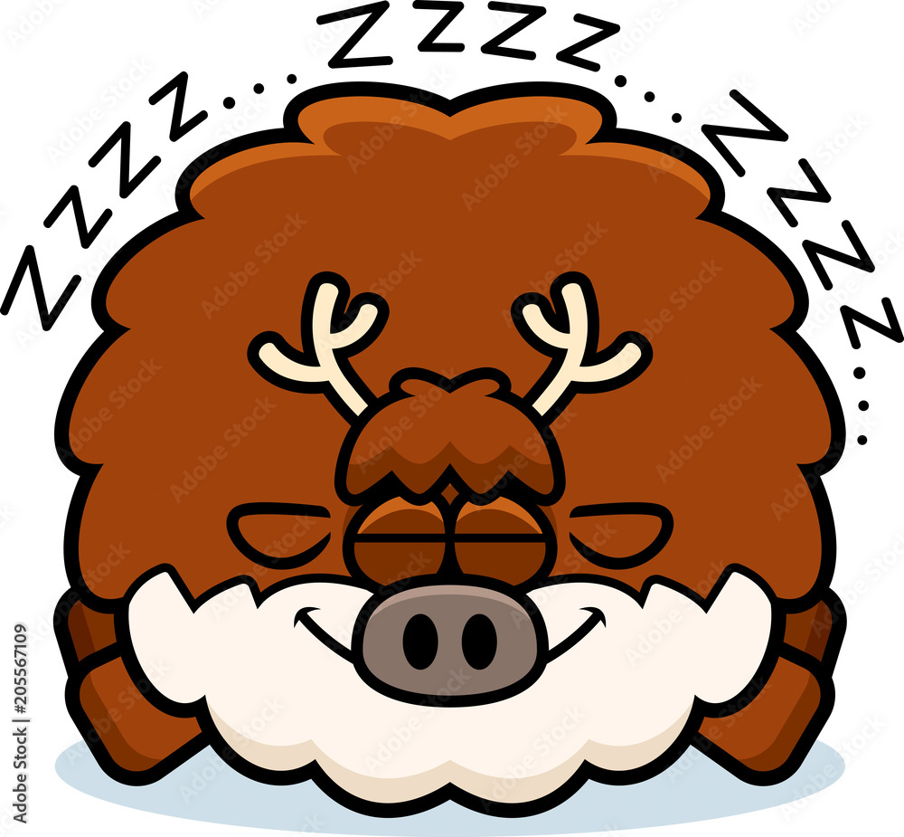 Cartoon Reindeer Sleeping