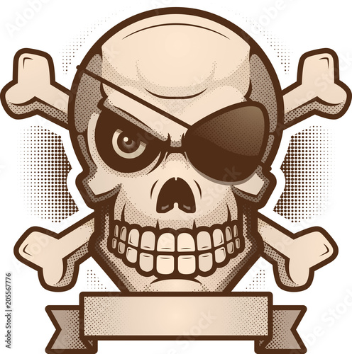 Skull and Crossbones Banner Illustration