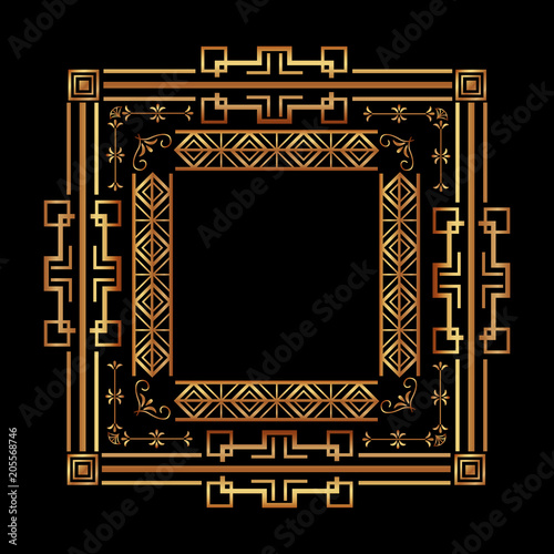 elegant antiquarian frame in art deco style filigree ornament vector illustration