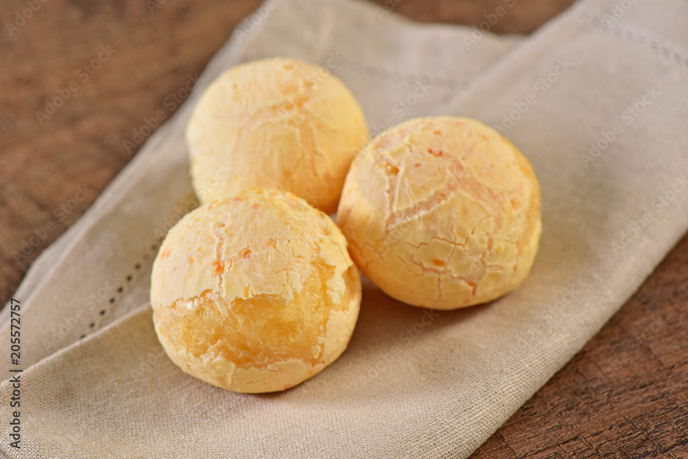 Cheese breads on top of napkin Cheese breads on top of napkin