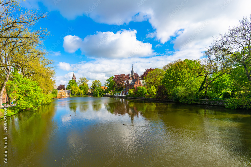 Fototapeta premium View of the Lake of Love in Bruges, Belgium