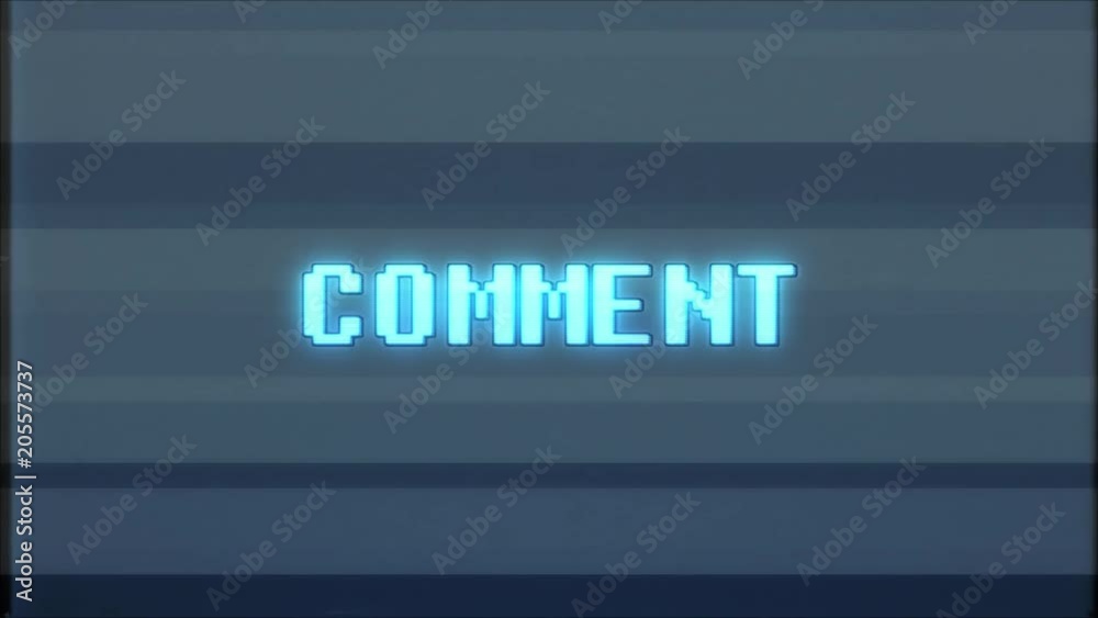 retro videogame COMMENT word text computer tv glitch interference noise screen animation seamless loop New quality universal vintage motion dynamic animated background colorful joyful video m