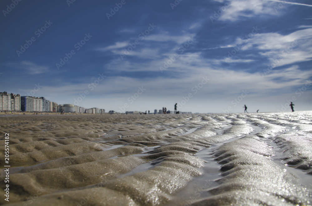 Sand after the tide in the North Sea. Belgium Sand after the tide in the North Sea. Belgium