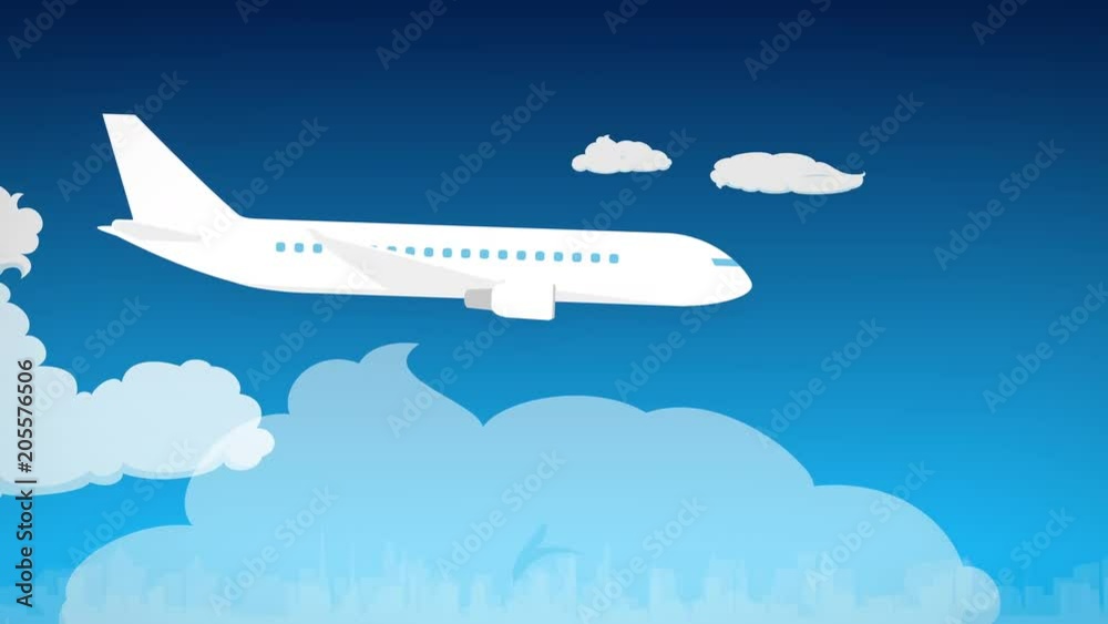 フラットデザインの飛行機のアニメーション フラットデザインの飛行機のアニメーション
