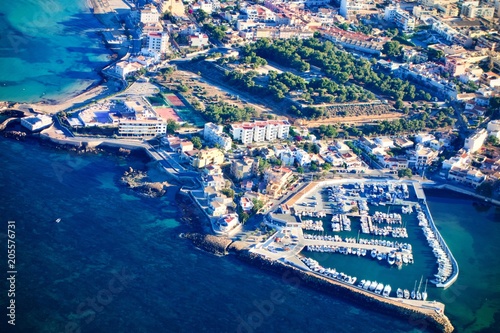 Aerial view from a plane of Mallorca, Spain