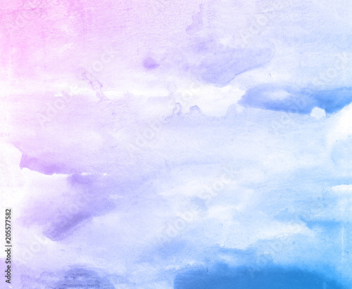 Blue and pink watercolor paint background.