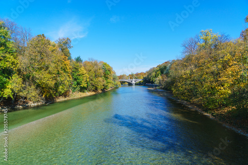 Maximiliansbrucke, famous bridge thru Isar, Munich, Germany photo