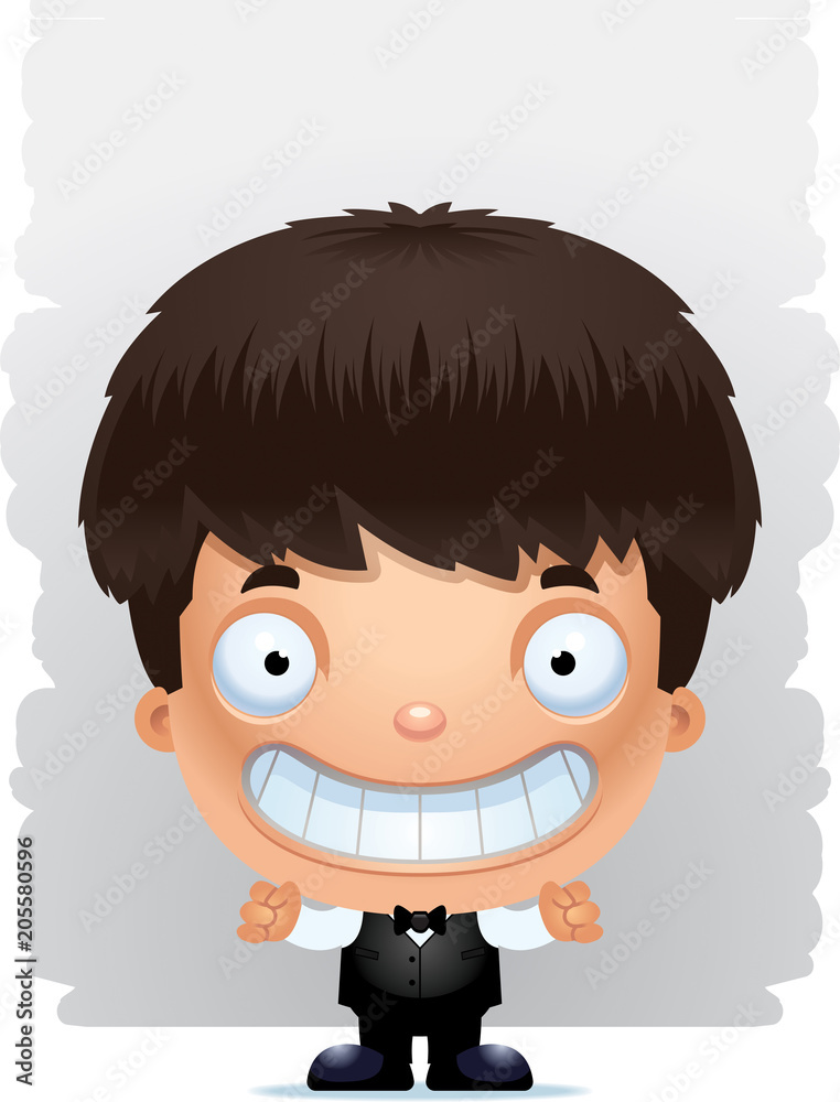 Cartoon Boy Waiter Smiling Cartoon Boy Waiter Smiling