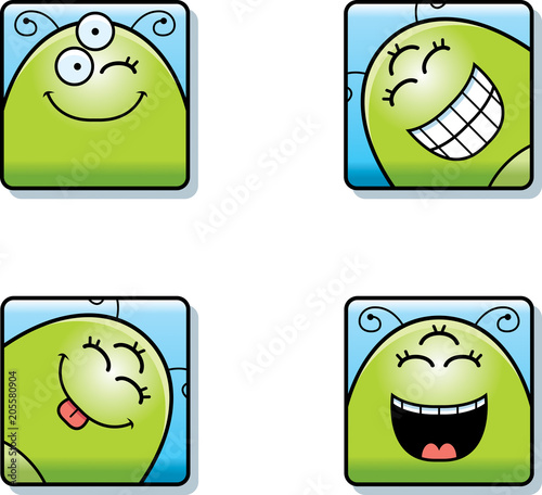 Happy Cartoon Alien Icons
