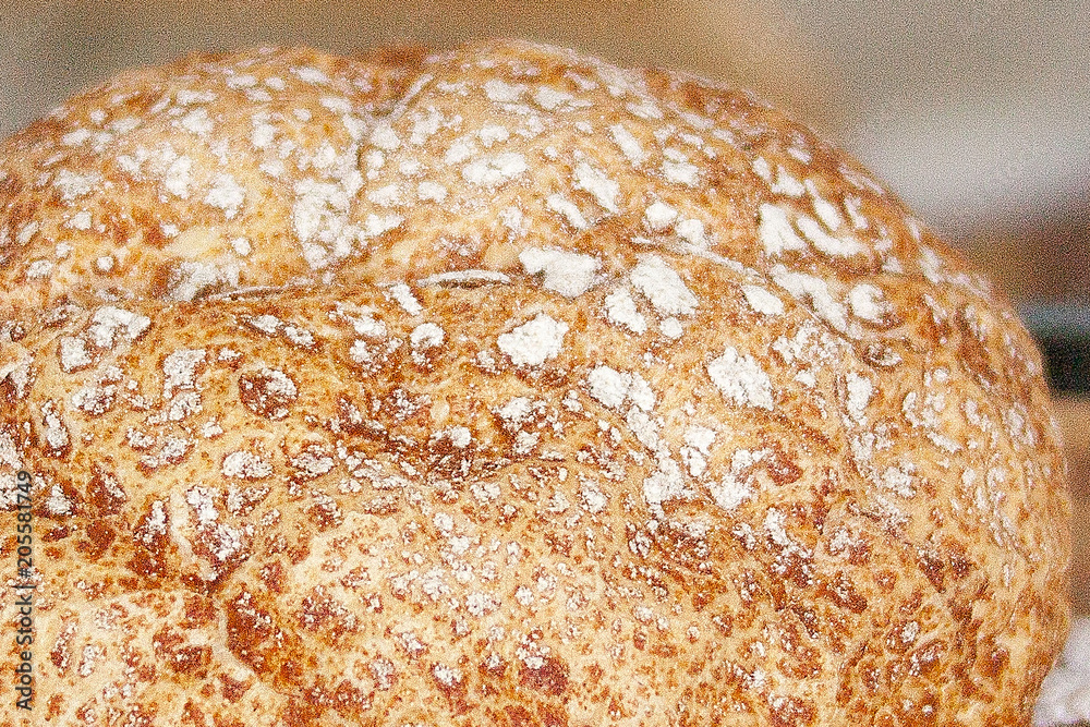 Freshly baked bread close up. Texture. Cooking concept