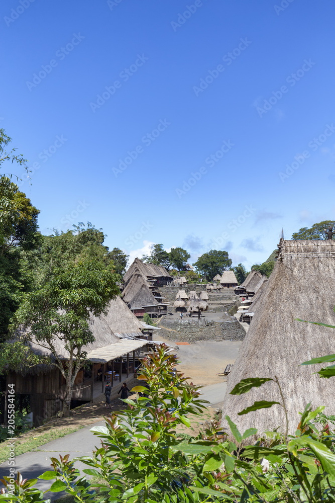 Portrait view of the entrance to the Bena traditional village near Bajawa, Indonesia.