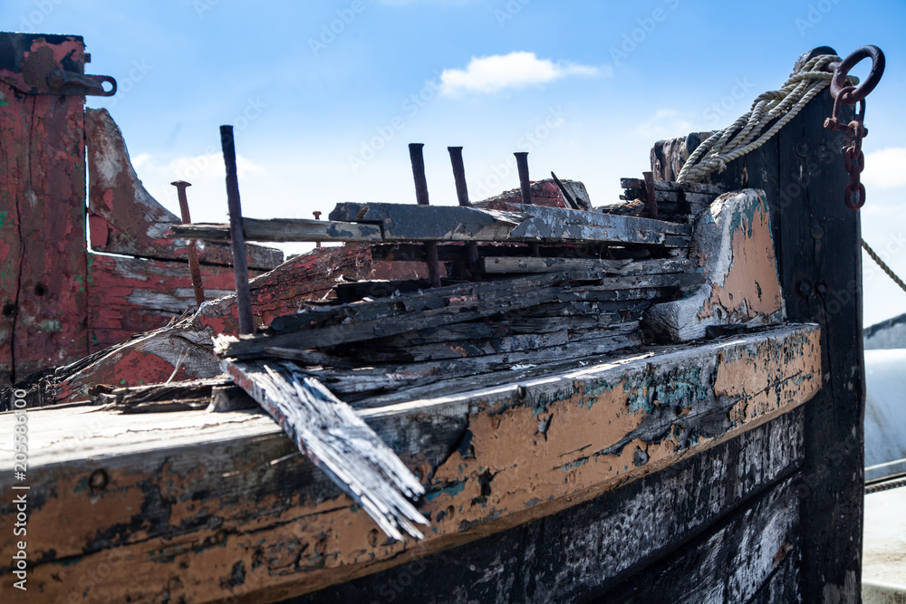 Rotting Wooden Structure of an old cargo barge Rotting Wooden Structure of an old cargo barge
