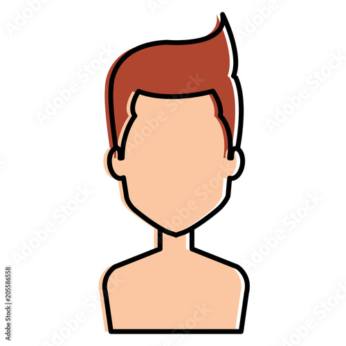 young man shirtless avatar character vector illustration design