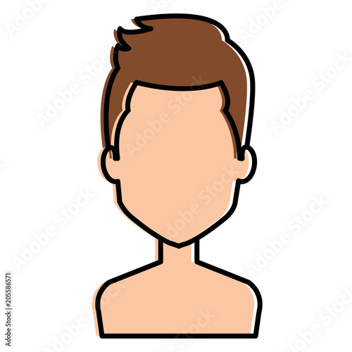 young man shirtless avatar character vector illustration design