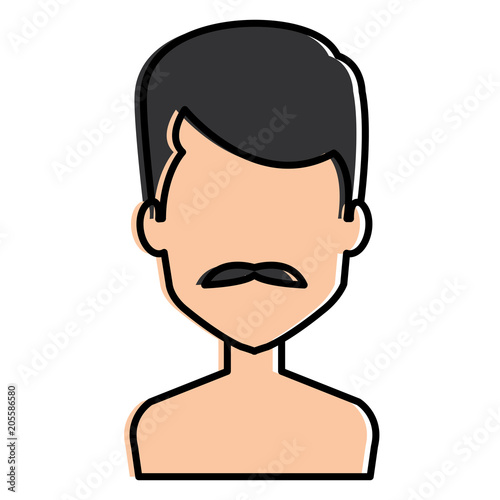 young man shirtless avatar character vector illustration design