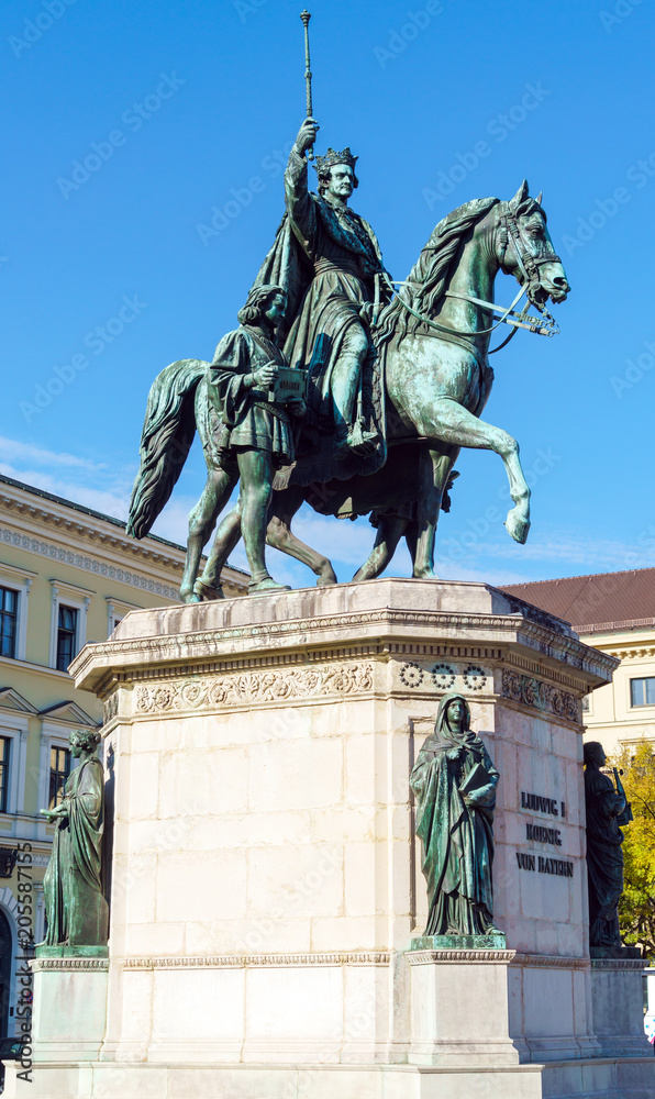 Equestrian statue of Ludwig I (1862) by Max von Widnmann at Odeonsplatz, Munich, Germany