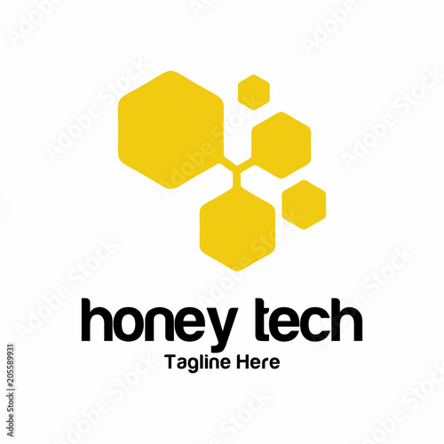 Honey Tech Logo Vector Element Symbol Template
