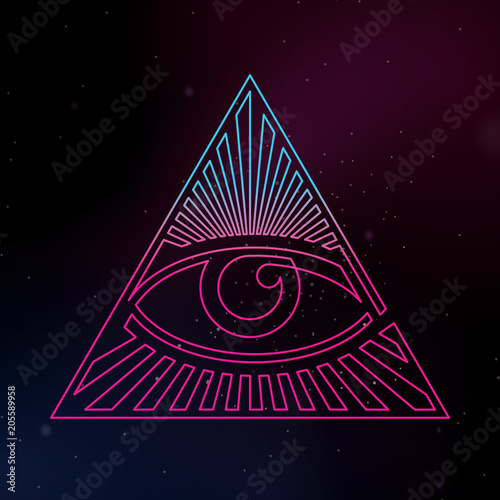 Eye of Providence Continuous Line Vector Art