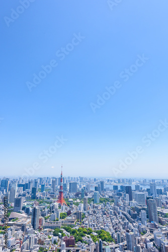 東京の都市風景　Tokyo city skyline with Tokyo Tower