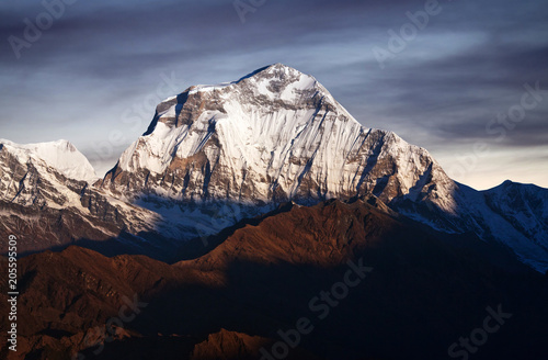 Panorama of mount Annapurna - view from Poon Hill on Annapurna Circuit Trek, Nepal