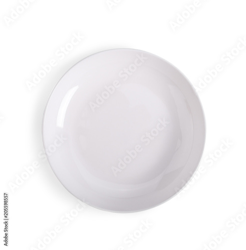 White empty plate isolated on white background.