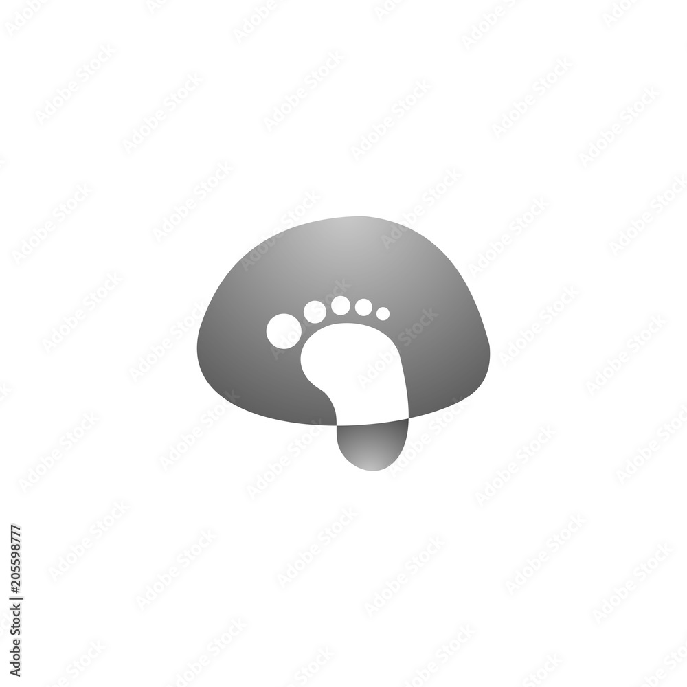 Foot print icon. Bare foot print Black on white feet icon vector