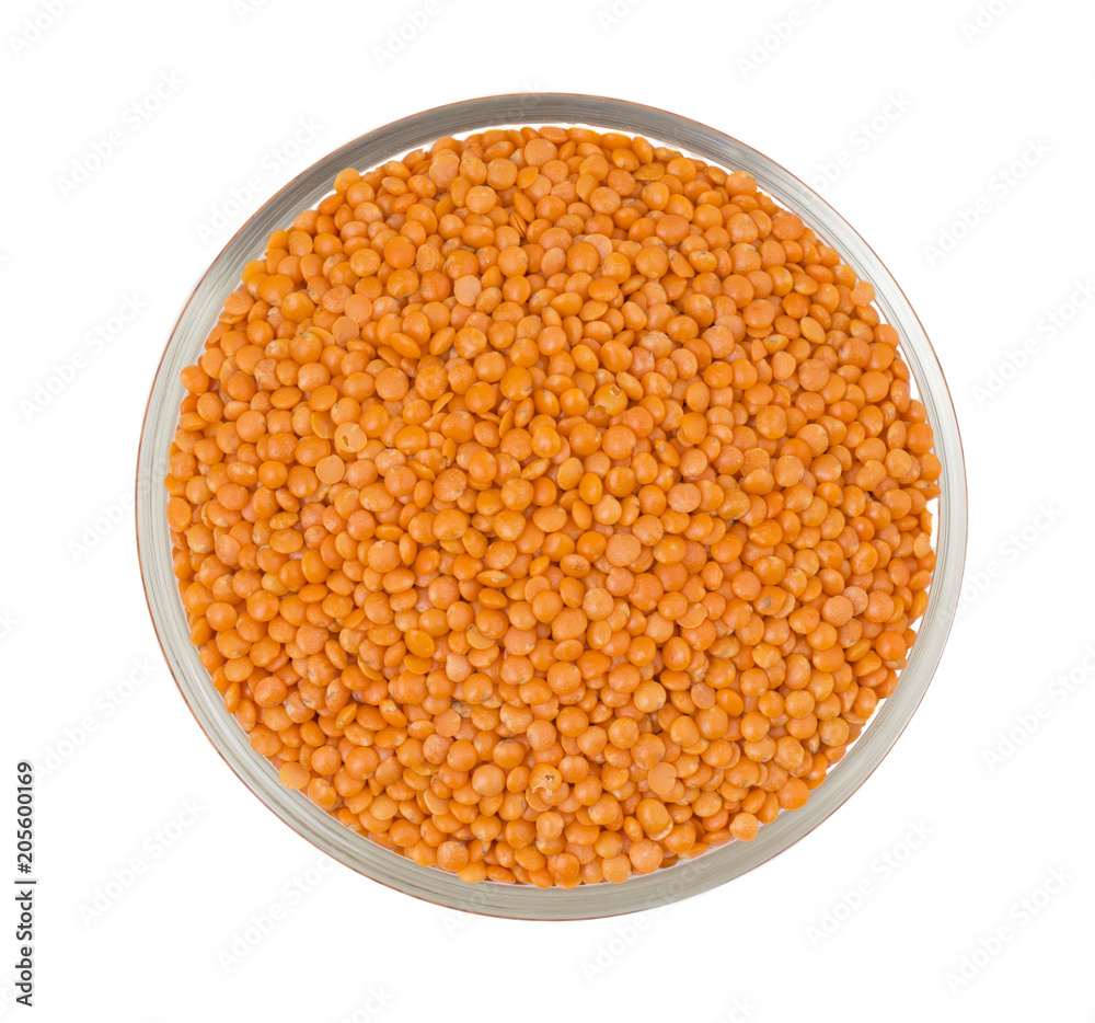 Red Lentils or Masoor Dal isolated on White Background Red Lentils or Masoor Dal isolated on White Background