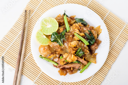 Thai food, stir fried rice noodles in soy sauce (Pad See Ew)