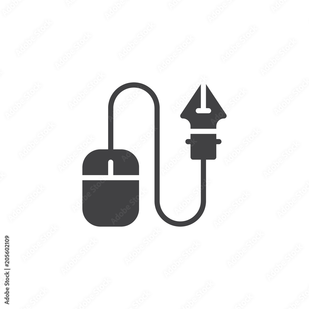 Computer mouse and ink pen nib vector icon. filled flat sign for mobile concept and web design. Designer tool simple solid icon. Symbol, logo illustration. Pixel perfect vector graphics Computer mouse and ink pen nib vector icon. filled flat sign for mobile concept and web design. Designer tool simple solid icon. Symbol, logo illustration. Pixel perfect vector graphics