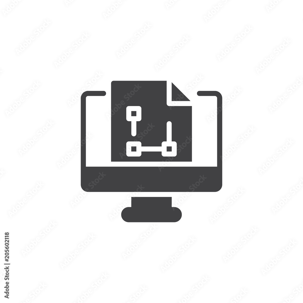 Computer monitor with graphic file vector icon. filled flat sign for mobile concept and web design. File on screen simple solid icon. Symbol, logo illustration. Pixel perfect vector graphics Computer monitor with graphic file vector icon. filled flat sign for mobile concept and web design. File on screen simple solid icon. Symbol, logo illustration. Pixel perfect vector graphics