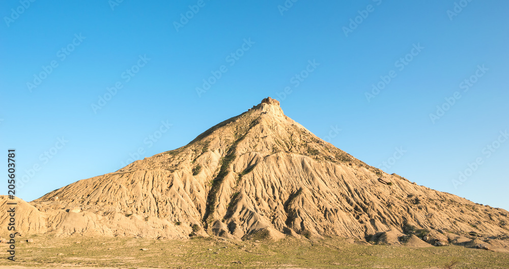 View of alone mountain in the steppe